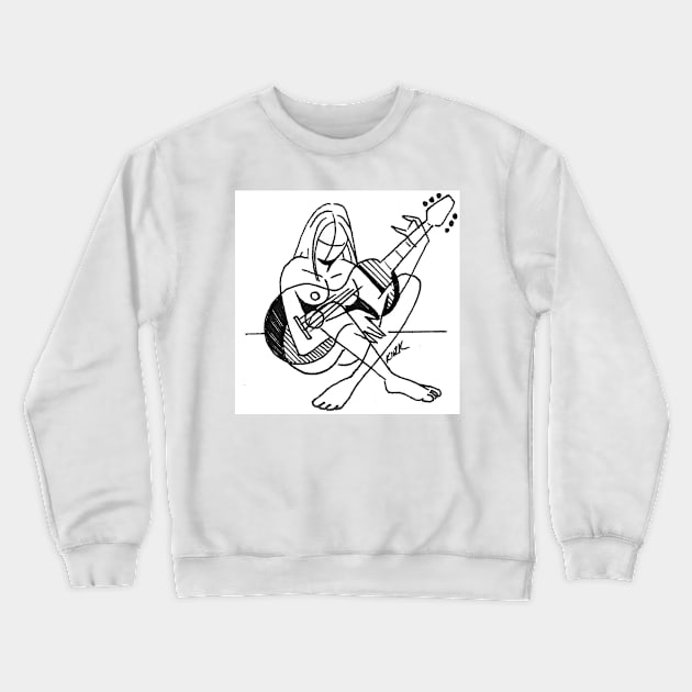 'Nude With Guitar' Crewneck Sweatshirt by jerrykirk